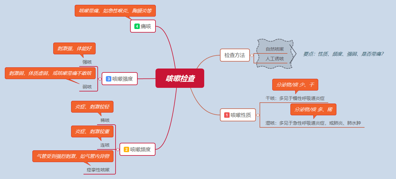 咳嗽检查知识导图